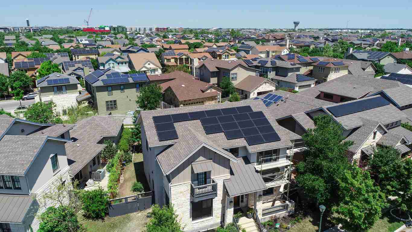 solar panels on roofs