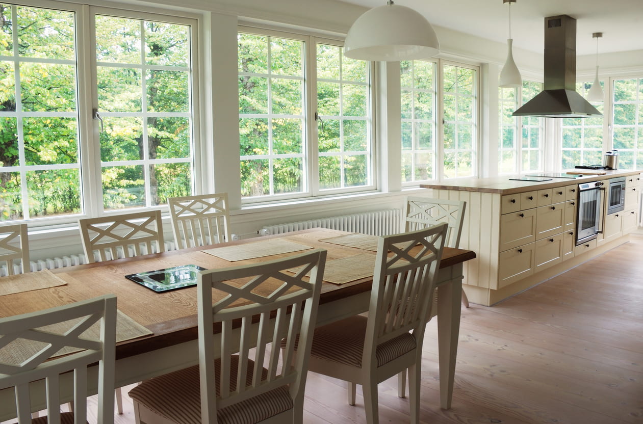 kitchen full of windows